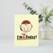 Brunette Jongen Honkbal 2e Verjaardag Briefkaart (Staand voorkant)