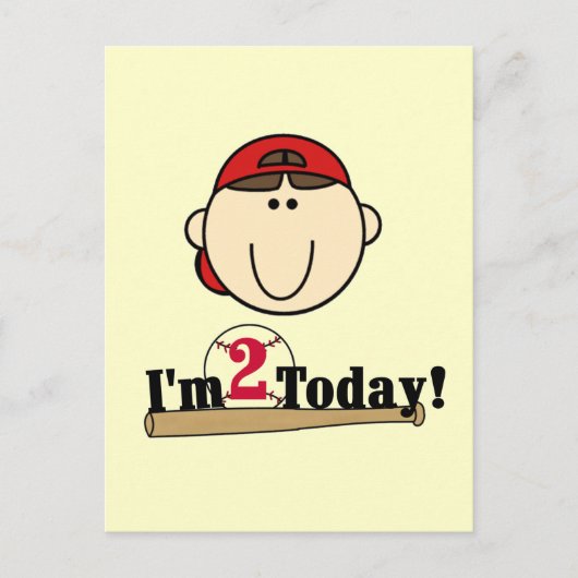 Brunette Jongen Honkbal 2e Verjaardag Briefkaart (Voorkant)