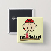 Brunette Jongen Honkbal 5e Verjaardag Vierkante Button 5,1 Cm (Voorkant /achterkant)