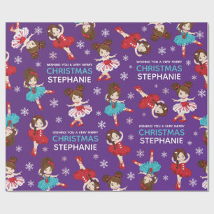 Brunette Kerstmis Ballerina Cadeaupapier