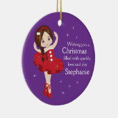 Brunette Kerstmis Ballerina Ceramic Ornament (Rechts)