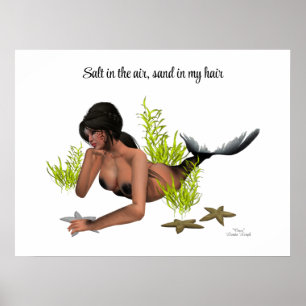 Brunette Mermaid avec Poster de Starfish
