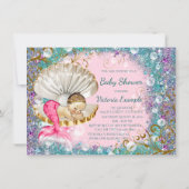 Brunette Mermaid Baby Shower Invitations (Dos)