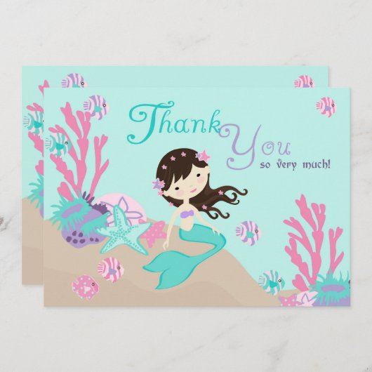 Brunette Mermaid Bedankt (Voorkant / Achterkant)