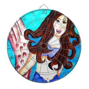 brunette mermaid dartboard dartbord
