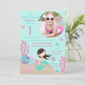 Brunette Mermaid Invitation pour le premier annive (Debout devant)