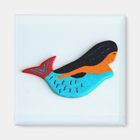 brunette mermaid magnet magneet (Voorkant)