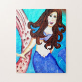 brunette mermaid puzzel legpuzzel (Verticaal)