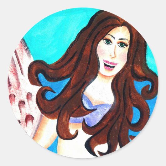 brunette mermaid sticker (Voorkant)