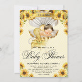 Brunette Mermaid Sunflower Baby Shower Invitation (Devant)