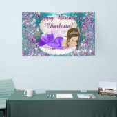 Brunette Mermaid Verjaardagsfeest Banner (Beurs)