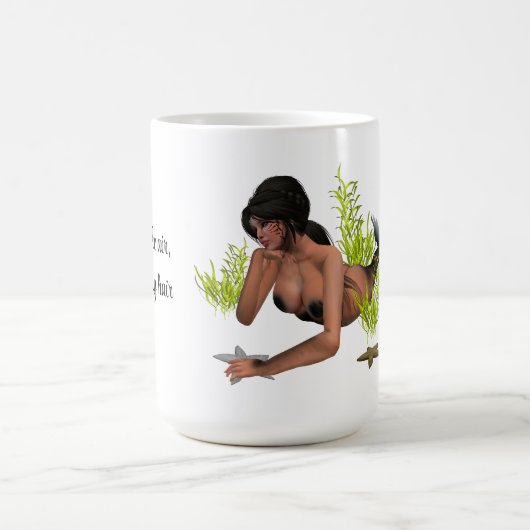 Brunette Mermaid with Starfish Coffee Mok (Center)