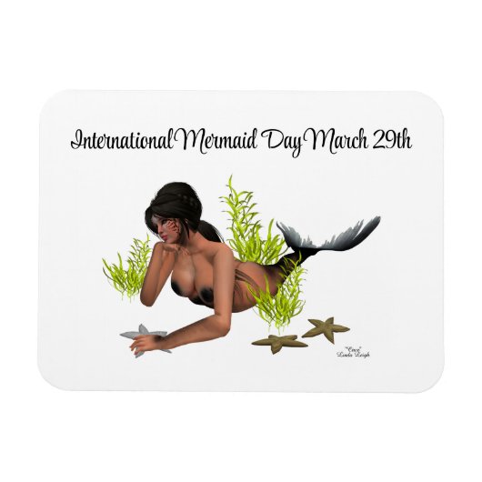 Brunette Mermaid with Starfish Flexible Magnet Magneet (Horizontaal)