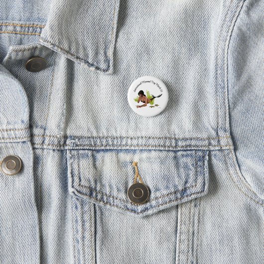 Brunette Mermaid with Starfish Pin Button (In situ)