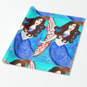 brunette mermaid wrappers cadeaupapier