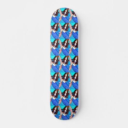brunette mermaids skateboard bleu (Devant)