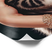 Brunette Pin-Up avec Poster Portrait Cute Kitten (Coin)