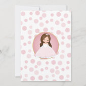 Brunette Pink Princess Girls Invitation Anniversai (Dos)