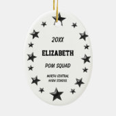 Brunette Pom Squad Gold en Black Ceramic Ornament (Achterkant)