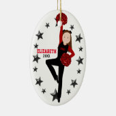 Brunette Pom Squad in Black & Red Keramisch Ornament (Rechts)
