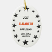 Brunette Pom Squad Oranje & Black Keramisch Ornament (Achterkant)