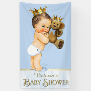 Brunette Prince Teddy Bear Baby shower Spandoek