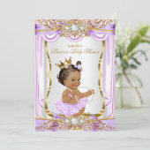 Brunette Princess Baby shower Paars Silk Gold Kaart (Staand voorkant)