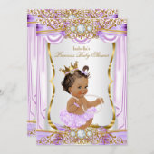 Brunette Princess Baby shower Paars Silk Gold Kaart (Voorkant / Achterkant)