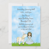 Brunette Princess et Unicorn Invitation d'annivers (Dos)