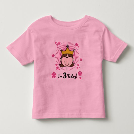 Brunette Princesse 3e Anniversaire Tshirts et cade (Devant)