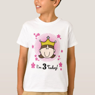 Brunette Prinses 3e Verjaardag Tshirts en geschenk
