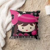 Brunette Rock Star Chanteur Coussin (Couverture)