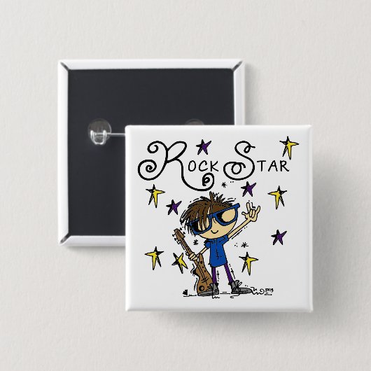 Brunette Rock Star Vierkante Button 5,1 Cm (Voorkant /achterkant)