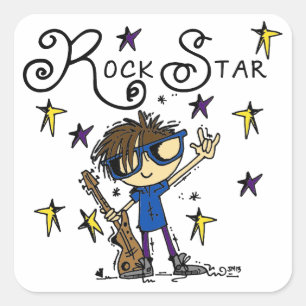 Brunette Rock Star Vierkante Sticker