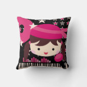 Brunette Rock Star Zanger Kussen (Achterkant)