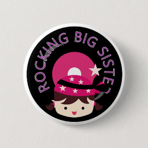 Brunette Rocking Big Sister Ronde Button 5,7 Cm