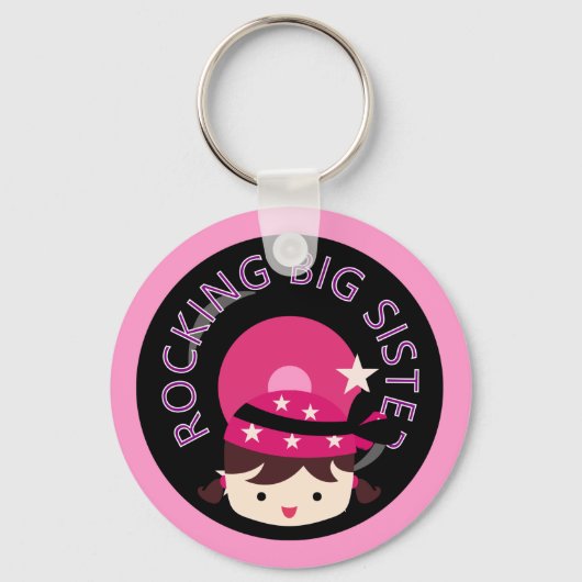 Brunette Rocking Big Sister Sleutelhanger (Voorkant)