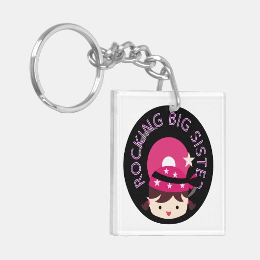 Brunette Rocking Big Sister Sleutelhanger (Voorkant Links)