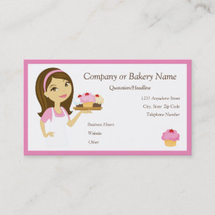 Brunette/Roze Cupcake Baker/Bakkerij 2 Visitekaart Visitekaartje