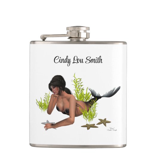 Brunette Sirène Avec Flacon De Poisson De Poisson (Devant)