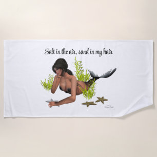 Brunette Sirène Avec Serviette De Plage Starfish