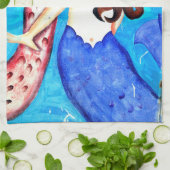 brunette sirène serviette de cuisine (Plié)