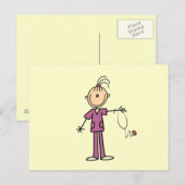 Brunette Stick Figuur Nurse Briefkaart (Voorkant / Achterkant)