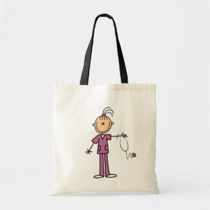 Brunette Stick Figuur Nurse Tote Bag