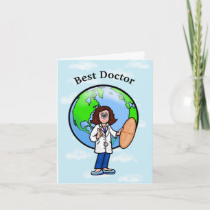 Brunette Vrouw Doctor Wenskaart Kaart