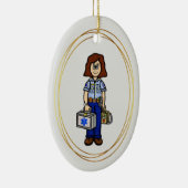 Brunette Vrouw EMS Paramedic Ornament (Rechts)