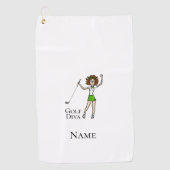 Brunette Vrouw Golf Diva Golf Handdoek (Voorkant)