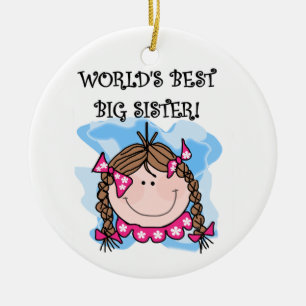 Brunette World's Best Big Sister Gifts Keramisch Ornament