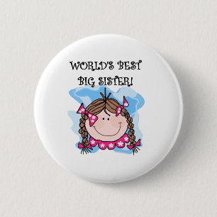 Brunette World's Best Big Sister Ronde Button 5,7 Cm
