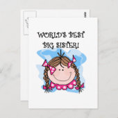 Brunette World's Best Big Sister Tshirts and Gifts Briefkaart (Voorkant / Achterkant)